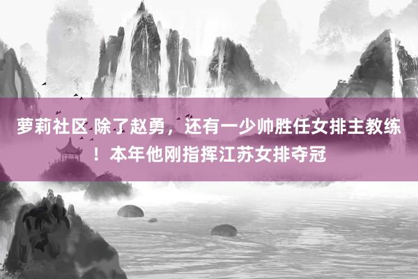 萝莉社区 除了赵勇，还有一少帅胜任女排主教练！本年他刚指挥江苏女排夺冠