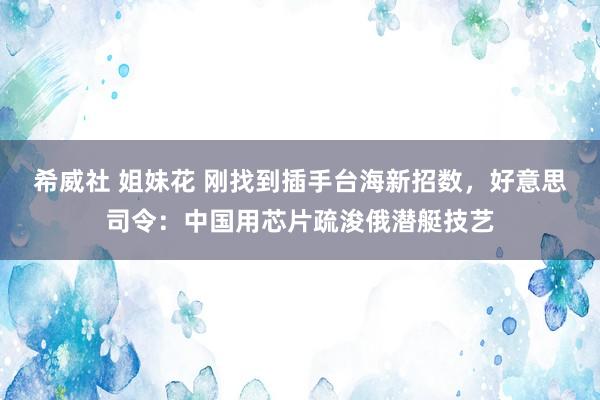 希威社 姐妹花 刚找到插手台海新招数，好意思司令：中国用芯片疏浚俄潜艇技艺