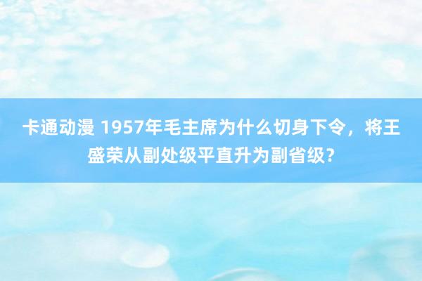 卡通动漫 1957年毛主席为什么切身下令，将王盛荣从副处级平直升为副省级？