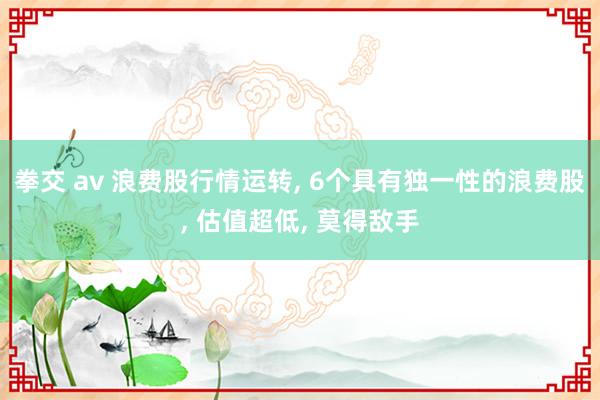 拳交 av 浪费股行情运转, 6个具有独一性的浪费股, 估值超低, 莫得敌手