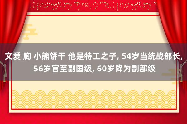 文爱 胸 小熊饼干 他是特工之子, 54岁当统战部长, 56岁官至副国级, 60岁降为副部级