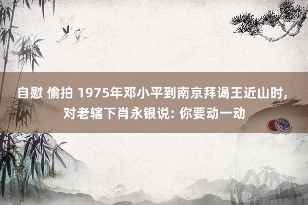 自慰 偷拍 1975年邓小平到南京拜谒王近山时, 对老辖下肖永银说: 你要动一动
